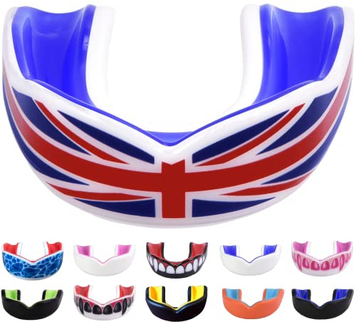 Oral Mart UK Flag Youth Gum Shield - Union Jack Sports Mouth Guard for Karate, Boxing, Martial Arts, Football, MMA, Sparring, Hockey, Rugby, BJJ, Muay Thai,Soccer