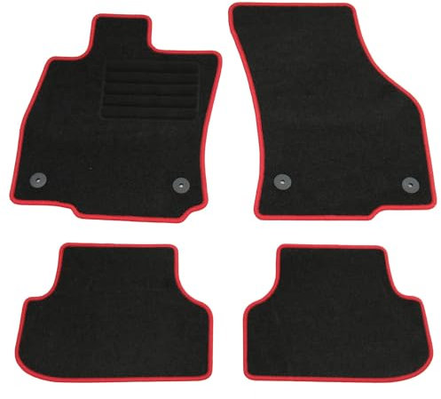 AD Tuning HG14722-ROT Fußmatten Set (4teilig) Schwarz Rot Autoteppiche Matten