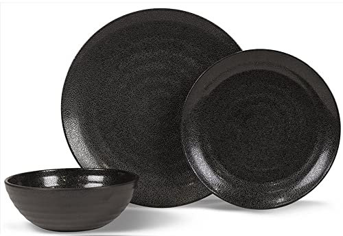 Kampa Ebony Cobble - Juego de vajilla de melamina de 12 piezas