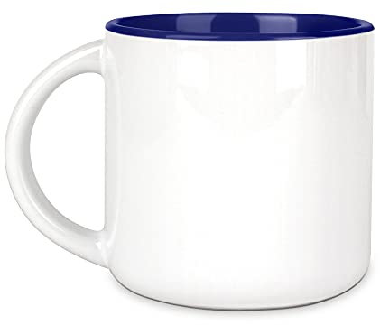 Tassendruck Bastel-Tassen ohne Druck zum Bemalen aus Hochwertiger Keramik Einzeln oder im Set/Mug/Cup/Becher/Pott Pott Innen Dunkelblau 1 Stück