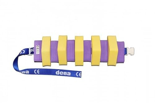 Schwimmgürtel Jugendliche Farbe Gelb/Lila mit Sicherheitsverschluß 100cm Länge, verstellbarem Gurtband und abnehmbaren Plastazote-Schwimmern. Geeignet für Schwimmtraining. Nur so viel Hilfe wie nötig!