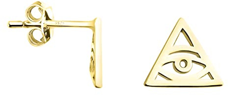 SOFIA MILANI - Boucles d'Oreilles pour Femme en Argent 925 - Plaqué Or - Clou d'Oreille en Forme de Triangle Oeil - E1457