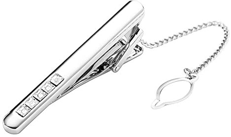 Aotiwe Krawattennadel Modern, Geschenk für Vatertag Rechteck Silber Weiss Rostfreier Stahl Business Stil