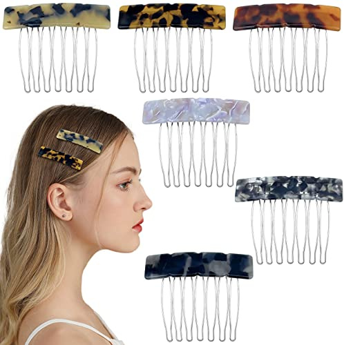 6 Stück Acetat Exquisite Haarkämme Kleine 7 Zähne dekorative Haarkämme Vintage elegante französische Seitenkämme Haarschmuck Accessoires für Frauen und Mädchen