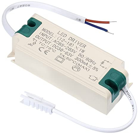 PATIKIL 12-18W 300mA LED Controlador, AC 85-265V Salida 36-63V DC Macho Conector Constante Corriente Rectificador Transformador Externa Alimentación Fuente