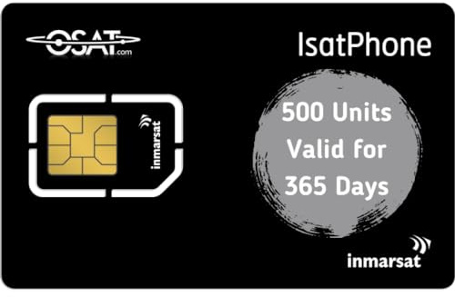 OSAT Inmarsat Isatphone 2 & Pro Prepaid GSPS SIM Card - 500 Units / 365 Day Validity for Satellite phones - Ready to Activate Online - Voice, SMS Text Messaging