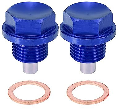 Unifizz Blau 2er Set M16x1,5 Ölablassschraube Magnetische Ölwannen-Ablassmutter aus Aluminiumlegierung Ölablassschraube mit 2 Unterlegscheiben Auto Motorrad
