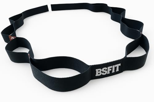 BSFIT Cinturon Estiramiento de Yoga, Correa Yoga con 10 Bucles para Estirar y Stretching, Cinta de Yoga Ideal para Yoga, Ballet, Fitness, Pilates Rehabilitación