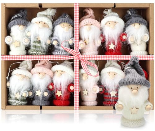 com-four® 12x Premium Weihnachtsbaum-Anhänger Wichtel - Christbaumschmuck - Wichtelfiguren-Anhänger als Baumbehang und Weihnachtsschmuck - schwedisch-skandinavische Deko-Trolle