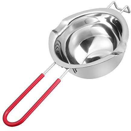 Stainless Steel Double Boiler Pot Steel Universal Insert Melting Pan with Silicone Handle for Melting Chocolate Butter Cheese Caramel and Soap Making Blue (Color : Red)