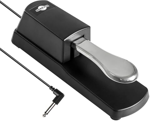 SHAEVLE Sustain-Pedal für Keyboards, Digitalpiano, MIDI und Synthesizer mit Polaritätsschalter, 6,35 mm, mit 160 cm Kabeleingangsstecker