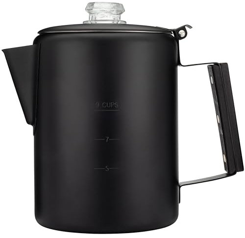COLETTI Black Bozeman Percolator Coffee Pot — Stovetop Coffee Makers, Camping's Sleekest Stainless Steel Percolator – NO Aluminium or Plastic (9 Cup)