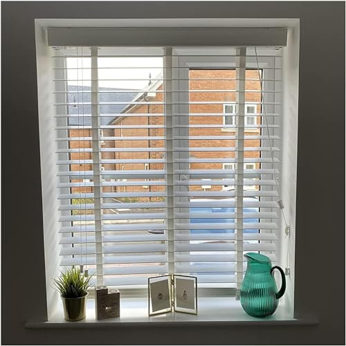 AviiSo Blackout rollo blind White Wooden Venetian Blinds，50mm Slats Horizontal Blinds with Fittings for Sliding Glass Doors, 50-180 cm Wide (Size : 180x260cm(70.9x102.4))