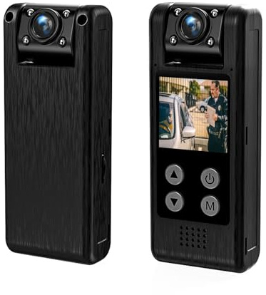 PUSOKEI Mini Caméra Corporelle, Enregistreur Vidéo 4K Ultra HD porté sur Le Corps, Petite Poche Portable WiFi Caméscope avec Vision Nocturne HD, Vidéo en Boucle, pour L'extérieur,