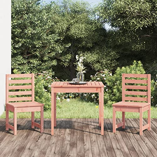 CKioict Banco de jardín, balcón, sillón, sillón exterior, 3 piezas, juego de bistró de madera maciza Douglas para jardines, terrazas, balcones