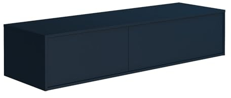 Vente-unique - Mobile sotto lavabo Isaure - L 150cm x P 47cm x H 32cm - truciolato - blu notte