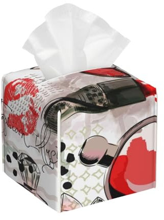 Scatola di fazzoletti con motivo cosmetico porta tovaglioli quadrato per fazzoletti facciali, decorativo su tavolo e bagno ufficio