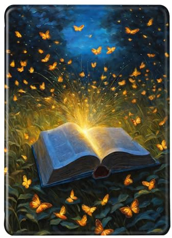 Hülle für Kindle 2024 11. Gen Flip Hülle Leder PU Silikon TPU Weich Schutzhülle Magnetisch Auto Aufwachen/Schlafen Dünn Case Leuchtendes Buch Fluss Muster Hülle für Kindle 11. Gen 2024 6.0 (Color 9)