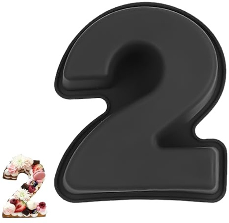 YXHZVON Moule à Gâteau Number 2, Moules Chiffre Cake, Grands Moules à Gâteau 3D en Silicone, Moules à Forme Spécifique Forme de Chiffre Convient pour Anniversaires, Fêtes (Noir)