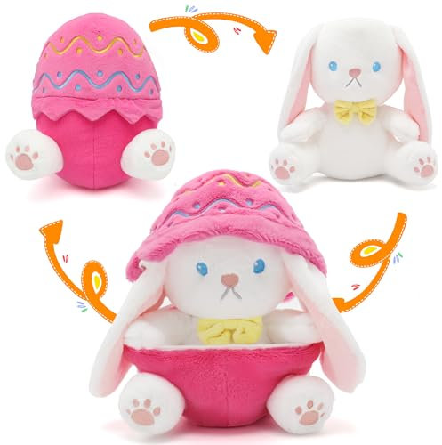 IUTOYYE Peluche Lapin de Pâques,18cm/25cm Poupée Lapins Oreiller en Peluche Cadeaux pour Enfants Garçons Filles,Rosa,18cm