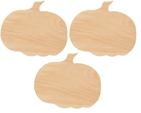 Lurrose Wooden Pumpkin Cutouts 3 Pieces 6.5X5.5In Unfinished DIY Craft Boards for Halloween Thanksgiving Autumn Decor