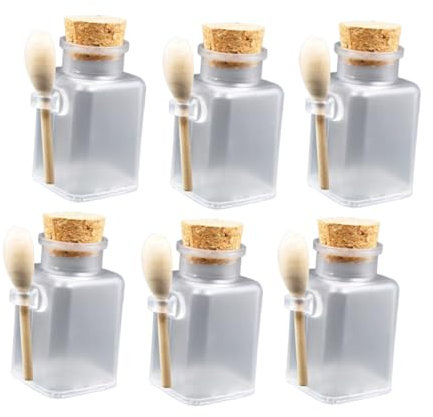 OATIPHO 6pièces Pots Plastique Transparent Avec Bouchon Liège Récipients Réutilisables Pour Sel Épices Et Poudres Contenants Pratiques Pour Vie Quotidienne