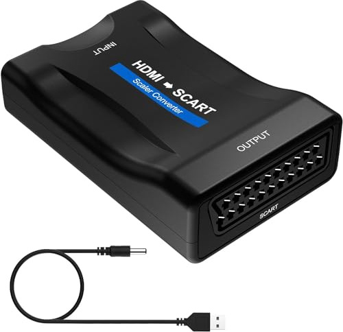 HDMI to SCART Converter Adaptor, Convert digital 1080P HDMI video and audio signal to analog SCART CVBS signal, High-definition Quality, sound for Old TV, SKY Blu-Ray Player.