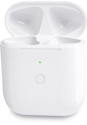 Wireless Charging Case Compatible with Air Pods 1 2 Gen Charging Case Replacement for Air Pod 1st 2rd Generation Charger Cases Only Bluetooth Sync Pairing Button, Support Wired & Wireless, White