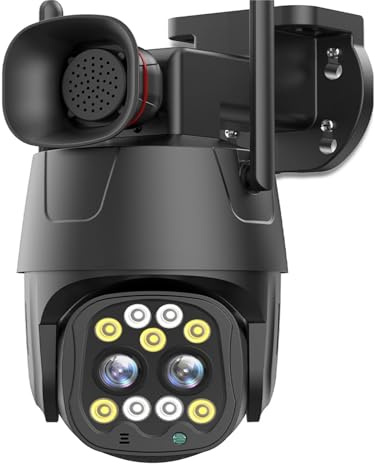 Telecamere per la sicurezza domestica, Telecamera IP 4G SIM Card 4K 8MP Dual Lens Zoom 8X Telecamera PTZ Telecamera di sicurezza con tracciamento automatico 4MP Sorveglianza CCTV esterna(8MP WIFI Add