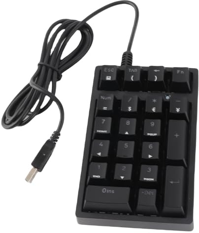 Fockety Tastierino Numerico Meccanico Professionale con Interruttore Blu per Computer PC Portatile, Tastierino Numerico Portatile USB a 21 Tasti LED [Lunga durata]