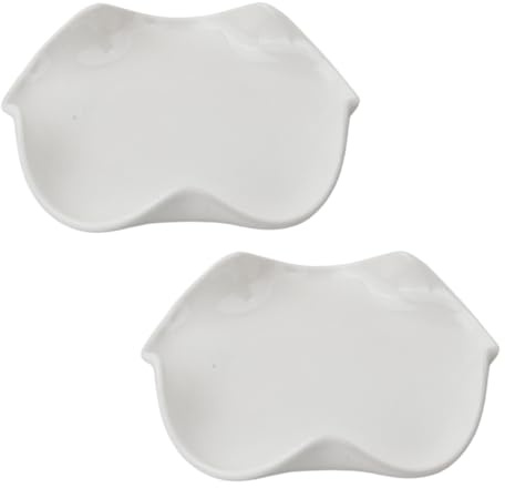 Lot de 2 Repose Cuillère Céramique, Porte-Cuillères Multifonctionnels pour Ustensiles de Cuisine, Dessert, Collations, Fruits, Sauces, Bijoux et Clés, Lavable au Lave-Vaisselle (13,5 cm, Blanc)