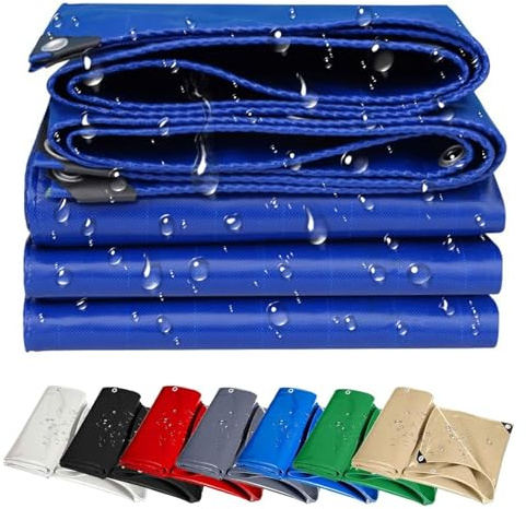 Bâche Imperméable 140 x 220 cm Imperméable, Anti-UV, avec Œillets Bâche Remorque pour Bois, Jardin, Toiture, Piscine, Bleu
