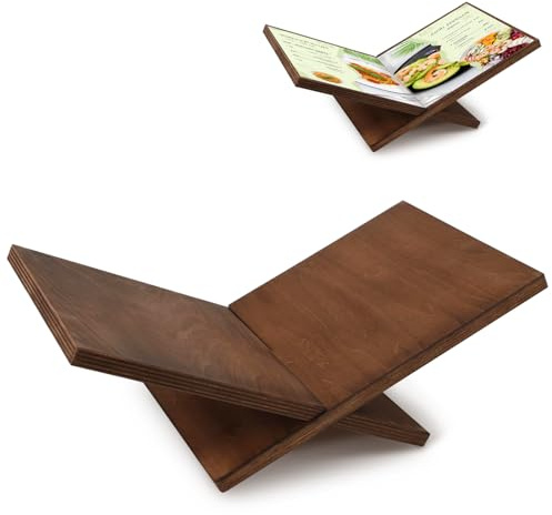 Buchständer Holz, X Förmig Buchaufsteller Holz zum Ausstellen und Lesen | Offene Holz Buchhalterung, Buchhalter Kreuz Geeignet für Bibel, Koran, Kunst, Kochbücher, Lehrbücher und Zeitschriften, Braun