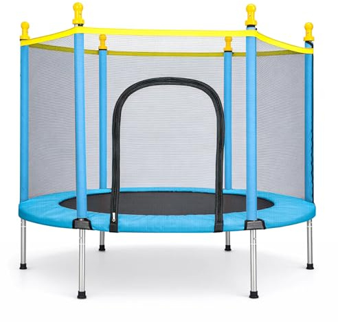 ARATERVIO Kinder Trampolin Gartentrampolin 140cm mit Sicherheitsnetz, Bodentrampolin Outdoor Trampolin für Garten, belastbar bis 90kg, sicheres Kindertrampolin mit Stabiler Konstruktion