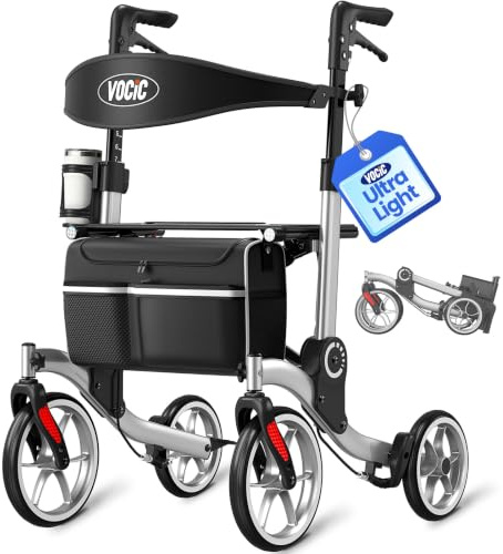 VOCIC Z36 Rollator Walker with Seat for Seniors, 6.8kg Ultralight, 136kg