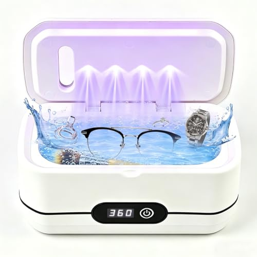 Ultrasonic Jewellery Cleaner, 400ml | Large Capacity Sonic Cleaner Machine with U-V Light, 5 Modes Digital Display, 45kHz, For Jewelry, Rings, Retainers, Dentures