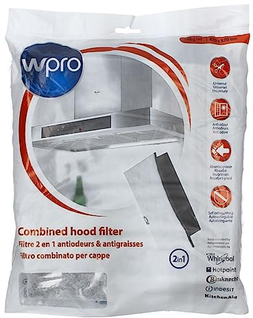 Wpro UCF016 2in1 Fettfilter & Kohlefilter Matte 570x470mm 450g/m² zuschneidbar Dunstabzugshaube auch Whirlpool Bauknecht 484000008524