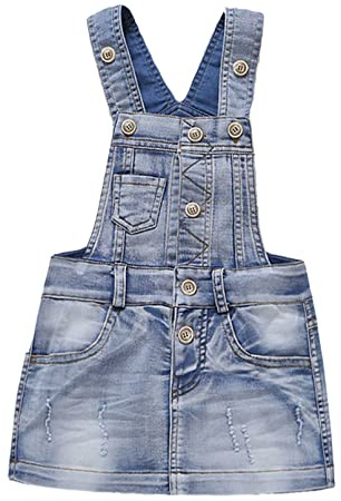 KIDSCOOL SPACE Vestito Salopette di Jeans per Neonati, Maglione per Bambine Jean, Azzurro, 2-3 Anni