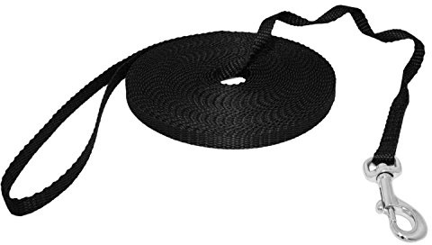 Hunde Design Mini Schleppleine Feldleine Ausbildungsleine Suchleine (45m, Schwarz)