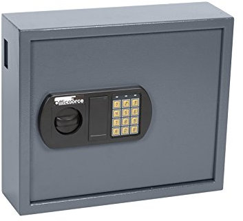 ProfiOffice Schlüsseltresor mit Zahlenschloss Code und Notschlüssel, stabiler Tresor Schlüsselschrank für 50 Schlüssel mit Einwurf Öffnung, höhenverstellbare Hakenleiste, Wandmontage (20101)