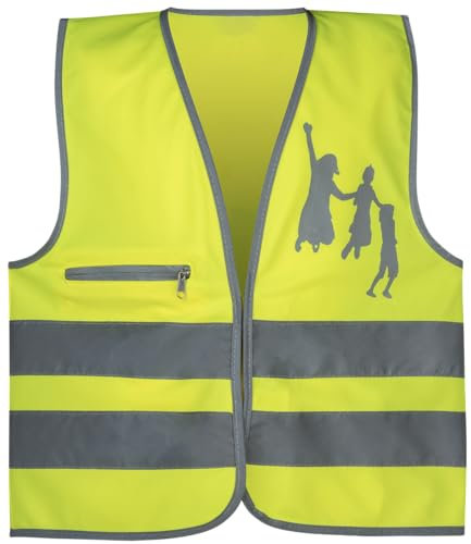 WALSER Fabricante de Seguridad 44567 Chaleco de Seguridad para ninos, Chaleco de Seguridad, Chaleco Reflectante, Reflectante para 3-6 Anos, Amarillo