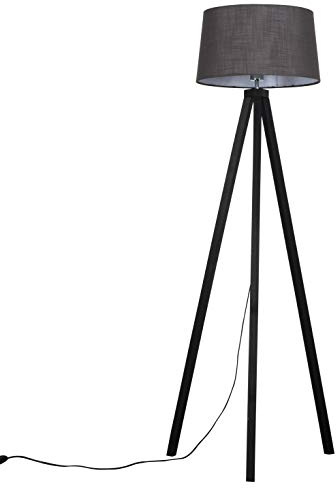 MiniSun | Modern Black Wood Tripod Floor Lamp with a Grey Tapered Shade | Floor Lamps & Torchieres, Home Décor & Improvement Essential