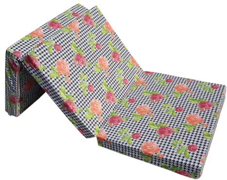 Natalia Spzoo – gemütliche Faltmatratze 195 x 65 x 8 cm – Klappmatratze mit Schaumstoffkern & abnehmbarem Bezug – 3-teilige klappbare Schlafmatte (008-100% Cotton)
