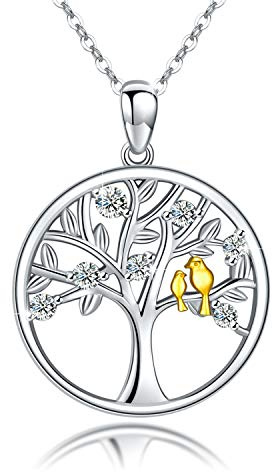 TANGPOET Lebensbaum Kette 925 Sterling Silber Baum des Lebens Anhänger Halskette Schmuck Geschenk für Damen Mädchen Mutter Mama