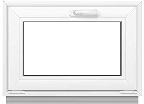 Comforta Finestra in plastica – Finestra a vasistas bianca (L x A): 600 x 500 mm – Finestra per garage/casetta da giardino – Vetrocamera doppio – Funzione finestra inclinata