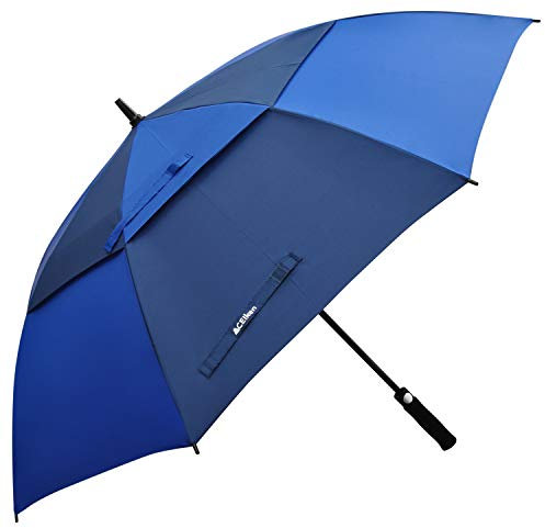 ACEIken Golf Umbrella Windproof Large 62/68 Inch, Double Canopy Vented, Automatic Open, Extra Large Oversized,Sun Protection Ultra Rain & Wind Resistant Stick Umbrellas (Navy/Royal Blue, 62 inch)