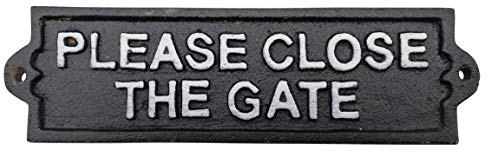 Comfy Hour 8 x 2 Heavy Duty Cast Iron Please Close The Gate Sign, Weatherproof Metal Gate Plaque for Outdoor Garden, Fence & Yard, Vintage Farmhouse Style Wall Mount Sign, Black
