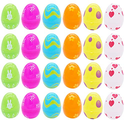 BAIBEI 24Pcs Huevos de Pascua Vacíos, Huevos de Pascua de Plástico Rellenables Sorpresa, para la Búsqueda del Huevo de Pascua