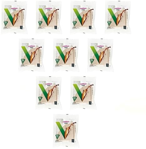 1.000 HARIO Papierfilter, natürlich für V60-02, Größe 1-4 (10 x VCF-02-100M)