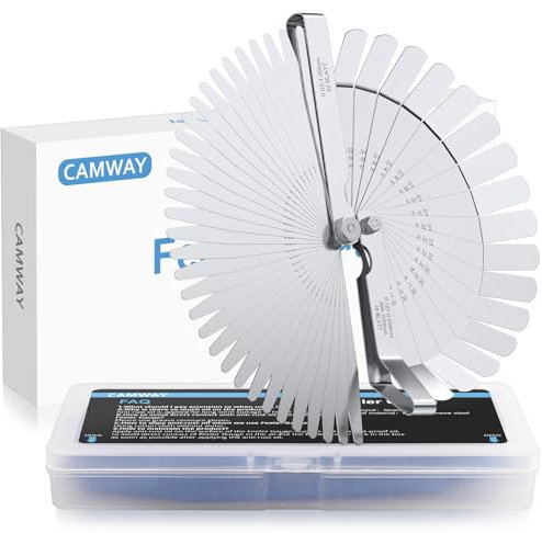 CAMWAY Juego de Medidores Calibre de Espesores de Acero Inoxidable, 32pcs Galga Calibre Cónico y 16pcs Galga Calibre de Puntas Dobladas de 45º para Medir las Herramientas de Medición de Ancho/Grosor